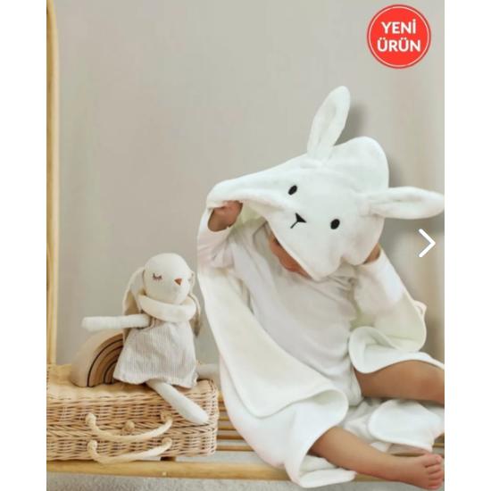 Мягкое хлопковое полотенце для новорожденных девочек и мальчиков, пеленальное полотенце цвета экрю/кролика