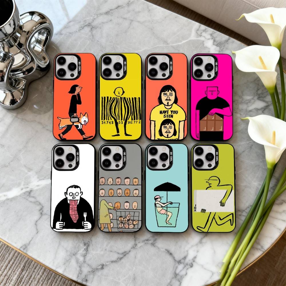 J-Jean-N J-Jullien-N M-Минималистичное искусство Чехол для телефона для iPhone17,16,15,14,13,12,11 Plus,Pro Max Черный Конфетный серебристый чехол для телефона