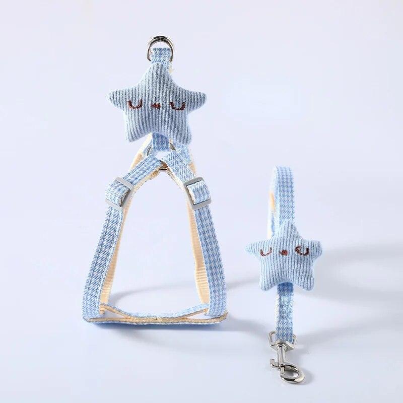 Комплект поводка и ошейника для собаки, милый шлейка для котенка, морской звезды, полосатый хлопковый поводок, 4 цвета для маленьких собак, поводки, аксессуары для кошек