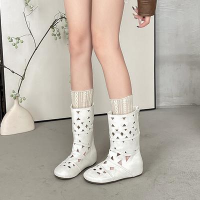 Ретро полые короткие ботинки дышащие с круглым носком высокие ботинки женские осенне-летние модный дизайн темпераментные сетчатые ботинки модные ботинки