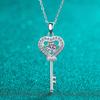 Moissanite Necklace for Women Love Heart Key Pendant 0.5ct Sterling Silver Lab Diamond Necklaces with GRA Certificate