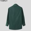 INCERUN Plus Size Men Irregular Neck Long Sleeve Oblique Buttons Splits Casual Shirts