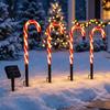 Solar Powered Candy Cane Lights 4Pcs Pathway Lights, Christmas Outdoor Stake Waterproof Weatherproof Winter Garden for Yard Lawn Patio Holiday