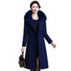 Women's Large Slim Fit Double-Breasted Wool Coat - Medium-Length, Knee-Length, Woolen Collar, High-End Design