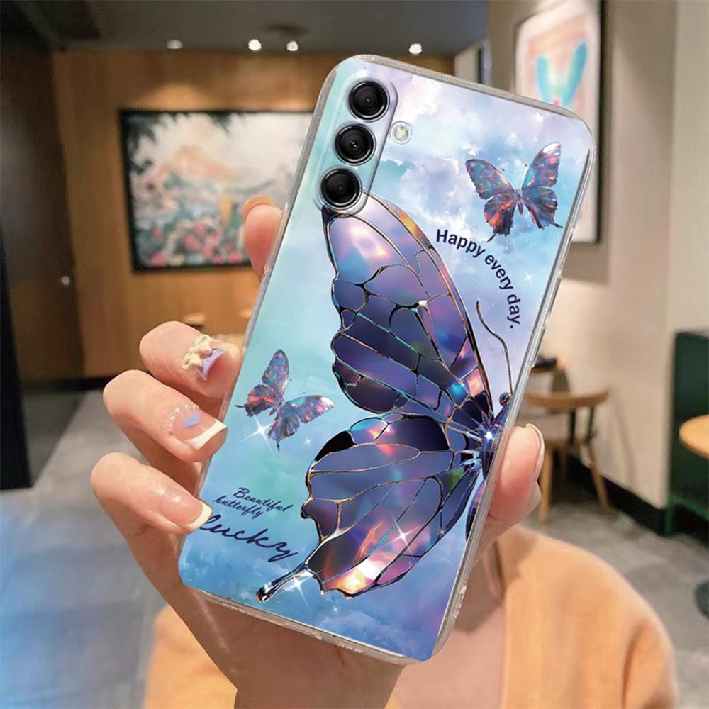 Розовый Леопардовый Чехол Для Телефона Samsung Galaxy A56 A16 A17 A07 A06 A37 A57 A32 A22 A26 A36 Мраморный Художественный Прозрачный Прозрачный Чехол