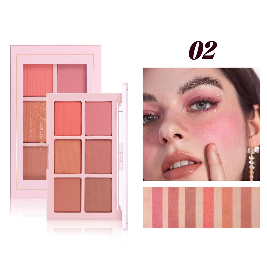 Six-color Blush Highlighter Eyeshadow All-in-one Palette Glitter Makeup Highlight Palette Pink Brighten Natural Contour Blusher