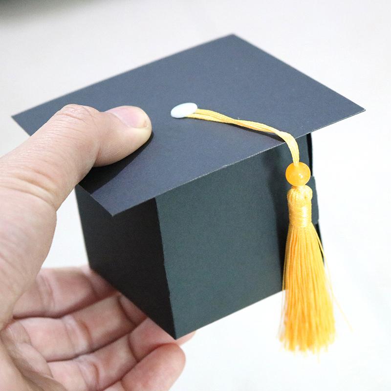 5/10/20 шт. Черная шляпа бакалавра, крышка, коробка для конфет для выпускного, подарочные коробки для упаковки печенья, пакет, 2025 Выпускник, поздравление, украшение для вечеринки