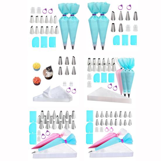 Stainless Steel Piping Tips Set with Bags Cake Decorating Kit for Buttercream Flowers Professional Baking Tools