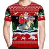 Christmas Cartoon 3d Printed T Shirt Santa Claus Riding Dinosaur 3d Short Sleeve Tee