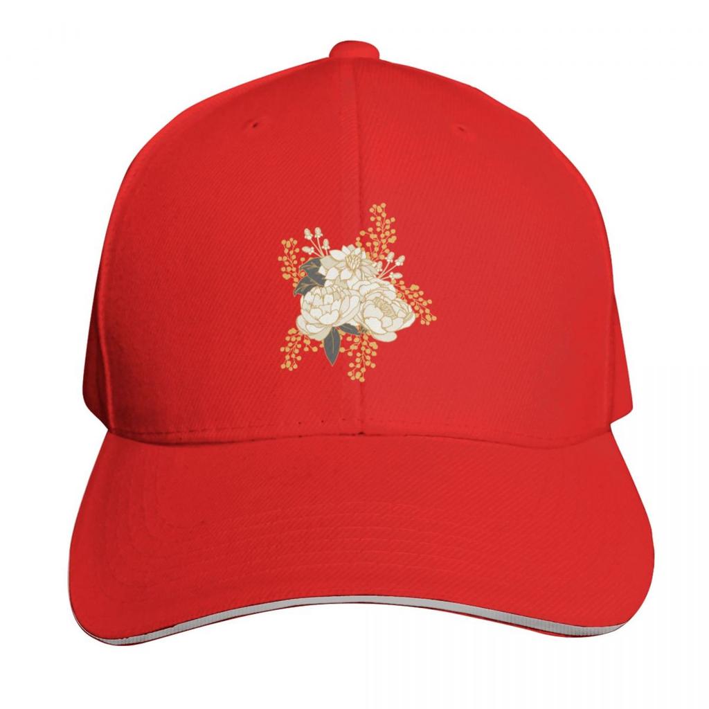 White Gold Florals Baseball Cap Golf Hat Unisex Uv Protection Solar Hat Golf Custom Cap Hats For Women Unisexs