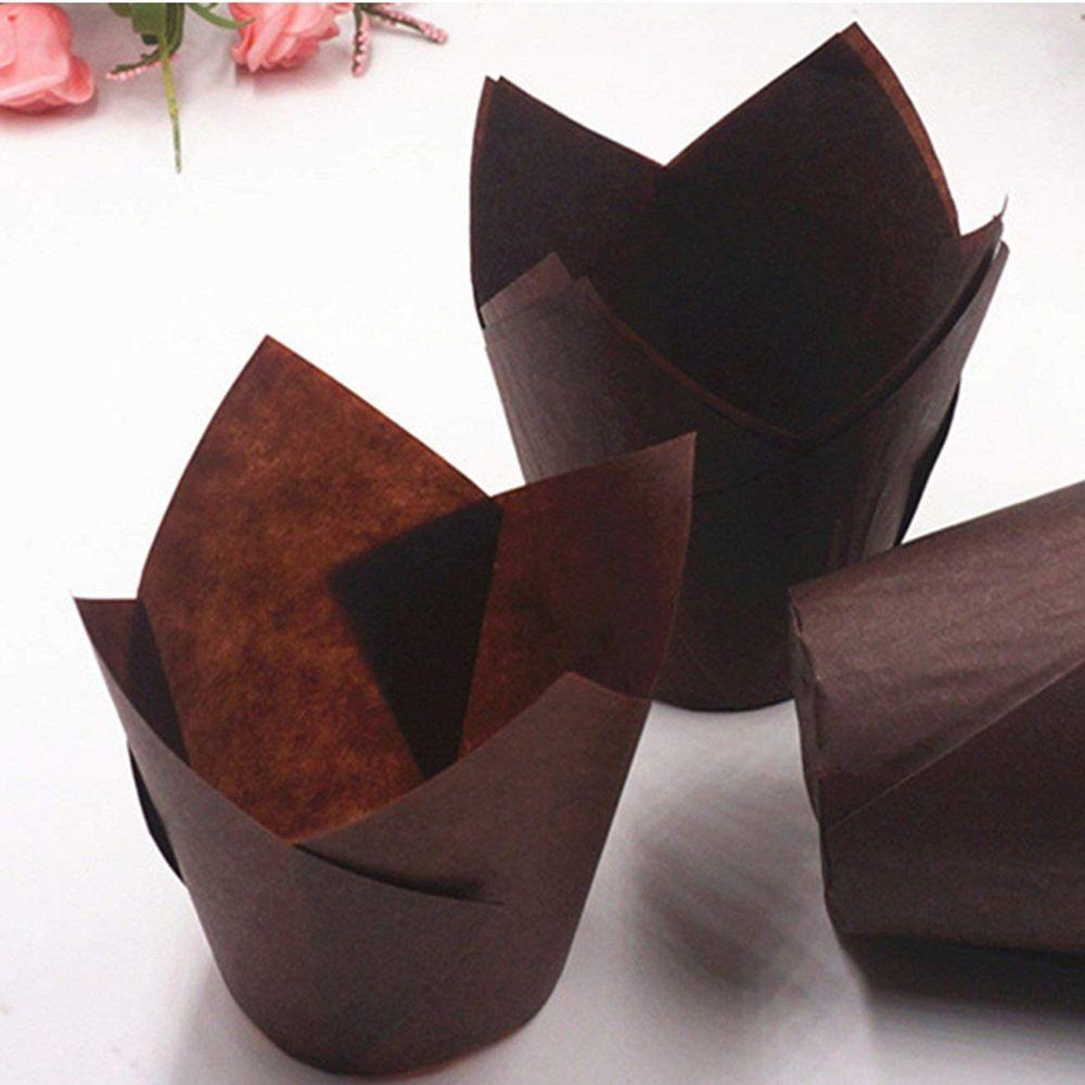 Обертки для маффинов, круглые формы, кондитерские формы для выпечки, вкладыши, чашки для кексов, бумажные формы для выпечки, 50 шт./набор, форма тюльпана