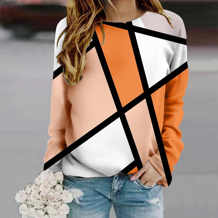 Зимний новый дизайн, пуловер с принтом, пуловер в стиле ретро, осенний женский повседневный свитер с длинными рукавами, футболка с круглым вырезом, женские свободные топы