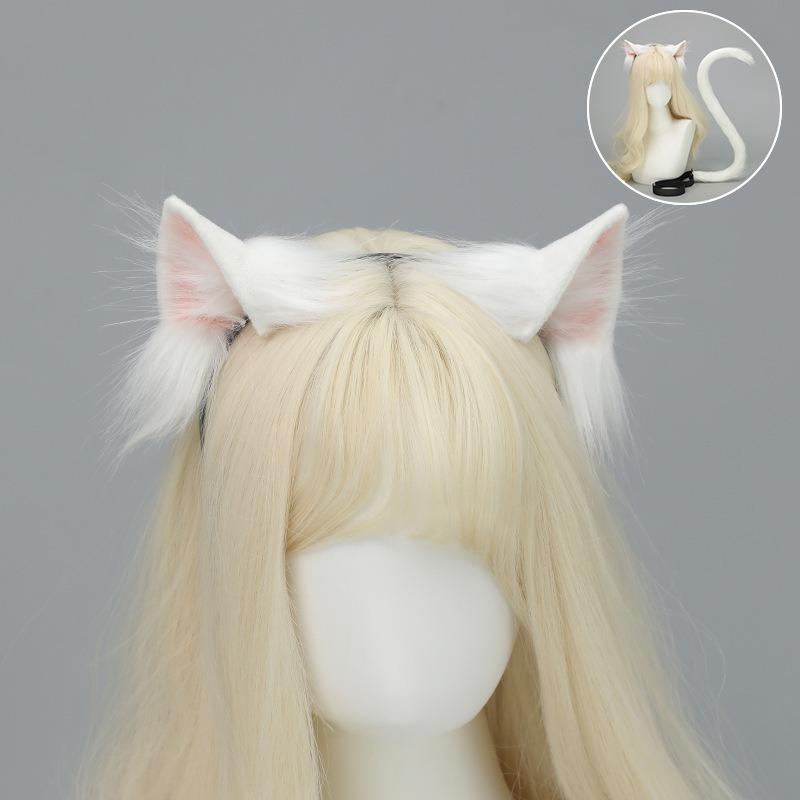 Simulation animal ear cat ear headband handmade plush cos cat ear props Comic-Con headdress cat ear cat tail set