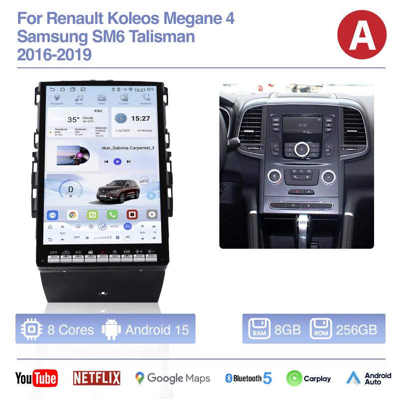 14.5Inch Android 15 For Renault Koleos Megane 4 Samsung SM6 Talisman 2016-2019 Car Multimedia Navigation Auto Radio Carplay 360