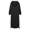 Hoodies Dress for Women Fashion Hooded Long Dress Winter Warm Casual Loose Sweatshirt Dress Hem Lace-up Midi Robe