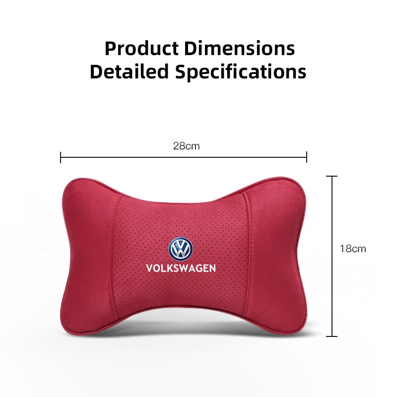 Suede Headrest Car Breathable Memory Foam Neck Pillow For VW Golf Polo Tiguan Touran Jetta Passat CC T5 GTI Magotan Arteon Caddy zw2