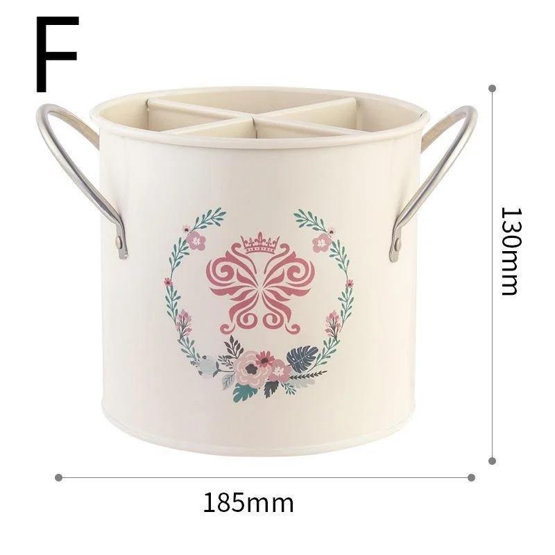 Ведро для хранения посуды в стиле ретро, сушилка с разделителем, нож и вилка, органайзер, украшение для дома, кухонные принадлежности