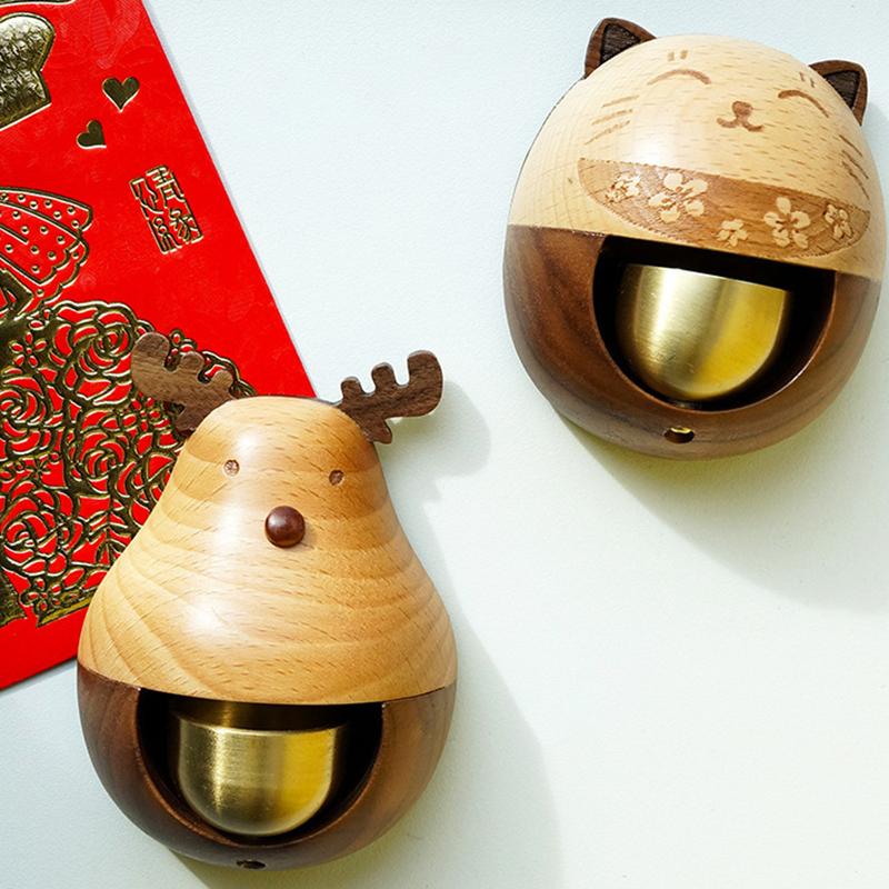 Деревянный беспроводной дверной звонок, колокольчик для торговца, подвесные колокольчики, настенные украшения, дверной звонок из цельного дерева