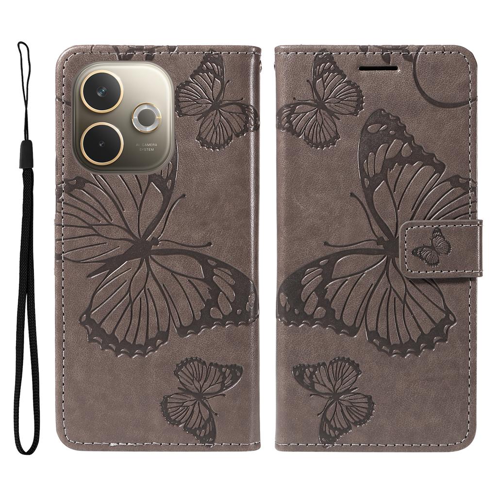 For Oppo A5 Energy 5G (China)/Oppo A5 Pro 4G (Global) Wallet Case Floral Butterfly Imprinted Leather Phone Cover Stand