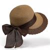 Весна и Лето Кружево Под Карнизом Атласный Бант Шляпа Рыбака Детская Простая Дорожная Солнцезащитная Соломенная Шляпа от Солнца