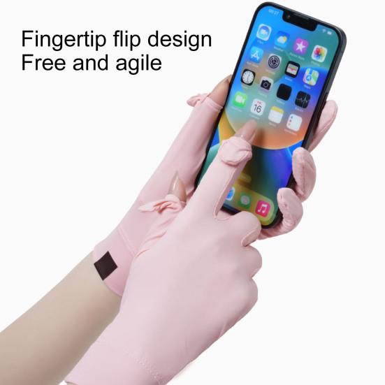 1 пара велосипедных перчаток, дышащие эластичные перчатки из ледяного шелка, защита рук, тонкие противоскользящие насадки на палец, солнцезащитный крем, противоскользящие силиконовые женские перчатки с полными пальцами