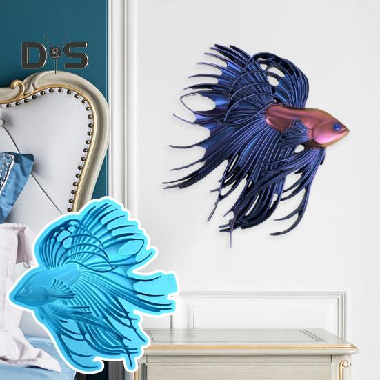 Силиконовая форма для рыбы Бетта, ручная работа, 3D форма для литья рыб из эпоксидной смолы, фигурка боевой рыбы, украшение для изготовления формы, сделай сам, подарок для любителей рукоделия