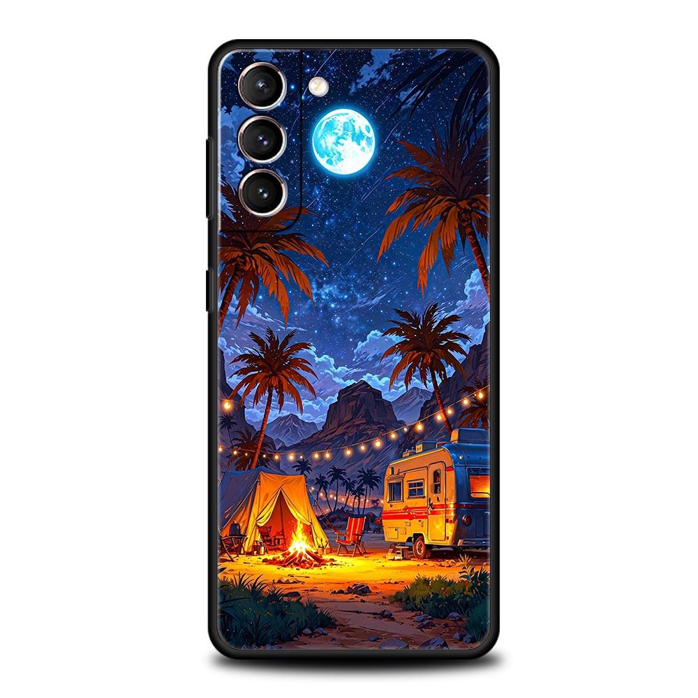 Чехол для телефона Combi Van Car Outdoor Camping для Samsung Galaxy S26 Ultra S25 Plus S24 FE S23 S22 5G S21 S20 Черный Мягкий
