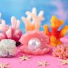 Милая коралловая русалка, полимерная фигурка для декора аквариума, миниатюрные аксессуары для океанской сцены