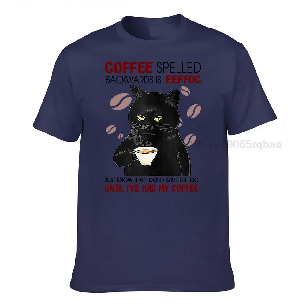 Funny Premium Premium Cotton Black Cat Coffee Spelled Backwards Is Eeffoc Funny Cat Coffee Lover Unisex Top T Shirt Vintage Tee