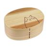 Fujishiro Kogei Magewappa Oval Bento Box Cat Japanese Finish (900ml (Natural) Cat)