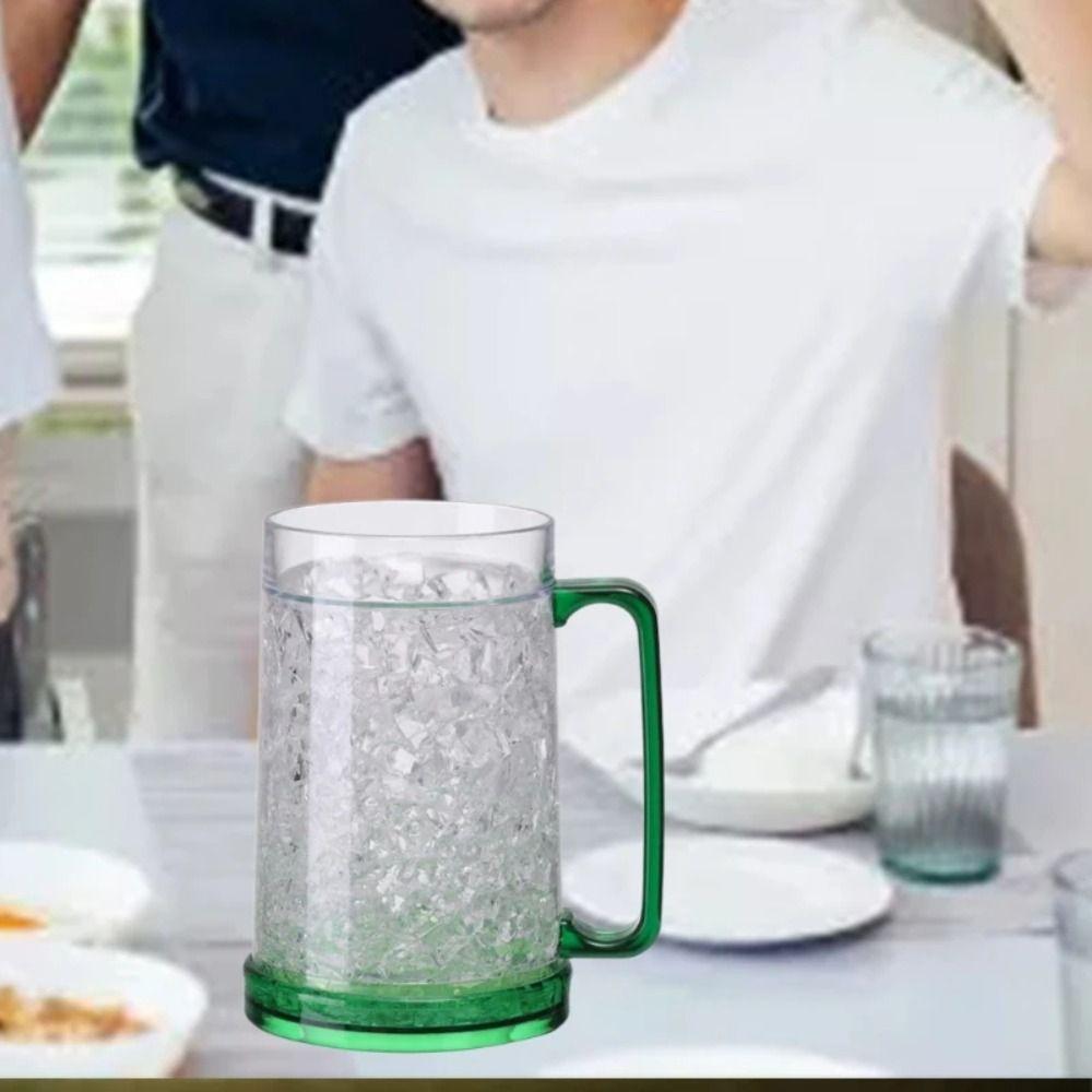 Double Wall Cooling Wine Cup Clear Beer Cup Drinking Glasses Freezer Ice Beer Mug Beer