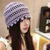 Vintage hollow knitted headgear spring and summer female ethnic group wind west Sichuan travel photo flower fringed pullover hat