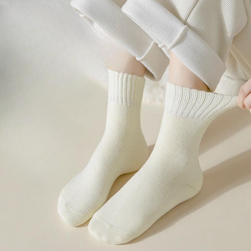 Женские осенне-зимние кашемировые носки до середины икры, теплые флисовые утолщенные плюшевые длинные носки до икры, послеродовые носки, шерстяные длинные носки для сна на полу