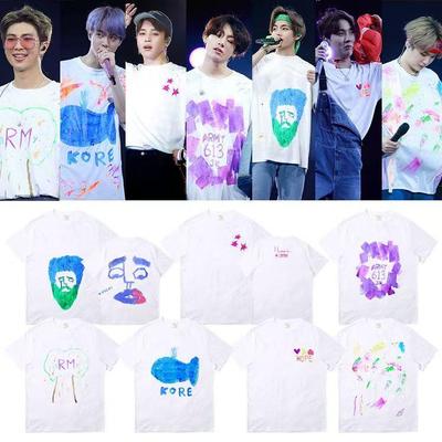 BTS Та же граффити Концертная футболка Kpop Мода Печатная летняя футболка
