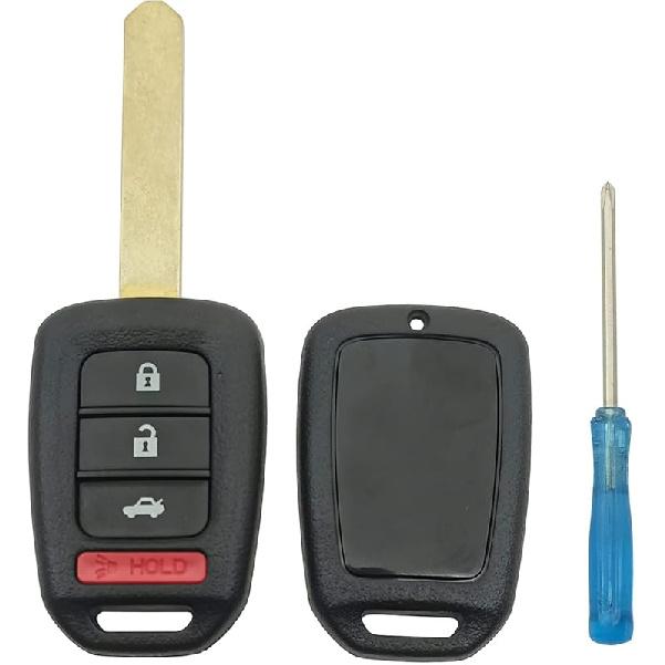 Replacement Key Fob Cover Case Fit For Honda 2016-2017 Accord 2016- Civic 2014-2015 CR-V Keyless Entry Key Fob (Black)