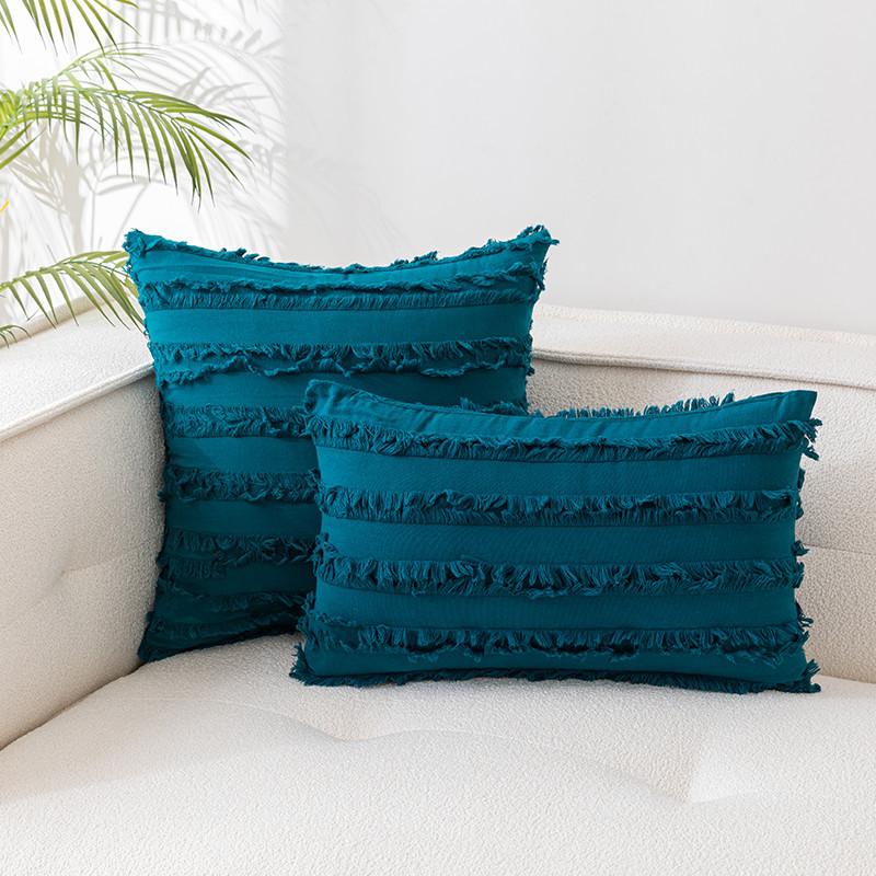 Наволочка из хлопка и льна в богемном стиле, без сердцевины, срезанные цветы, кисточки, чехол для диванной подушки