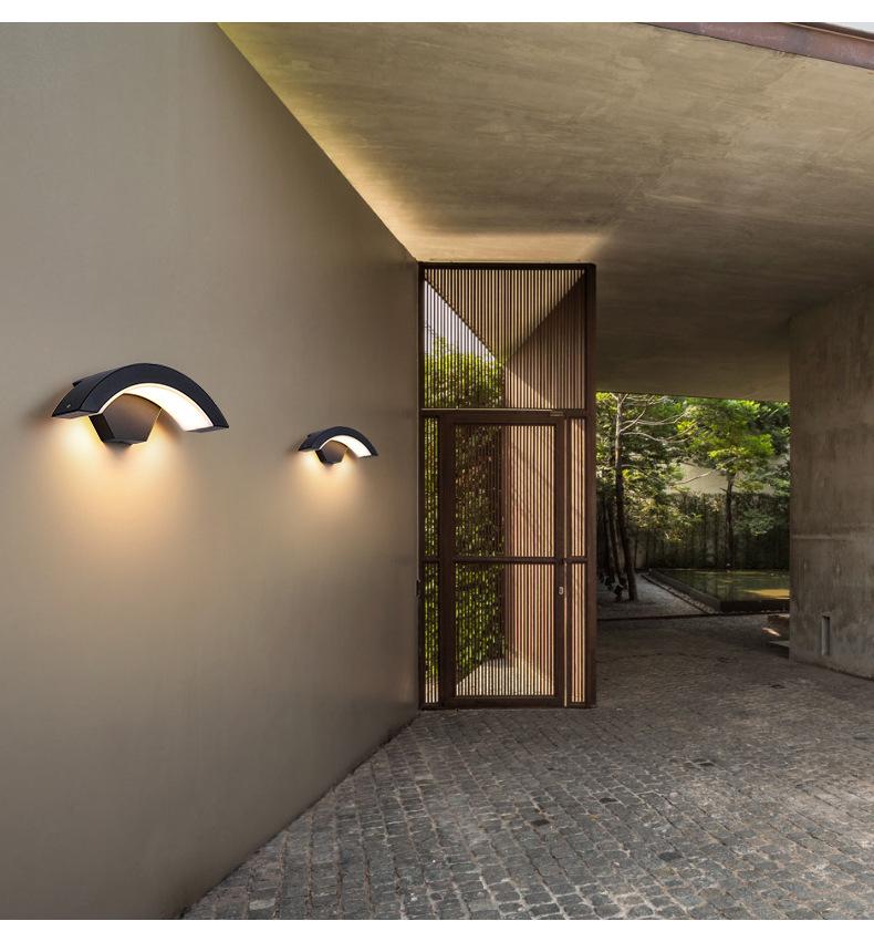 Waterproof Modern LED Outdoor Wall Lamp, Induction Courtyard & Balcony Light, Fan-Shaped Design