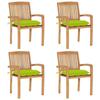 Stackable Garden Chairs with Cushions vidaXL 4 Pcs, Solid Teak.