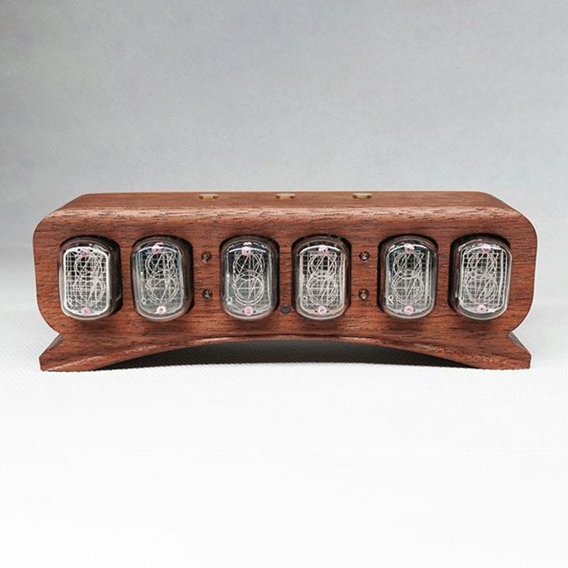 IN12 Nixie Tube Clock Solid Wood Desk Clocks Interior Minimalist Desktop Digital Tube Clock Unique Elegant Table Clocks Living Room Decor Ornaments
