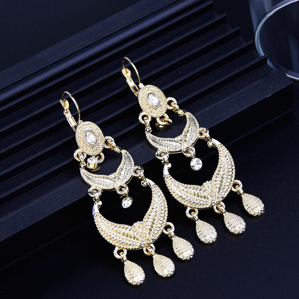 Шикарные длинные серьги золотого цвета для женщин, серьги с кисточками и рельефным узором, Ближневосточные этнические украшения