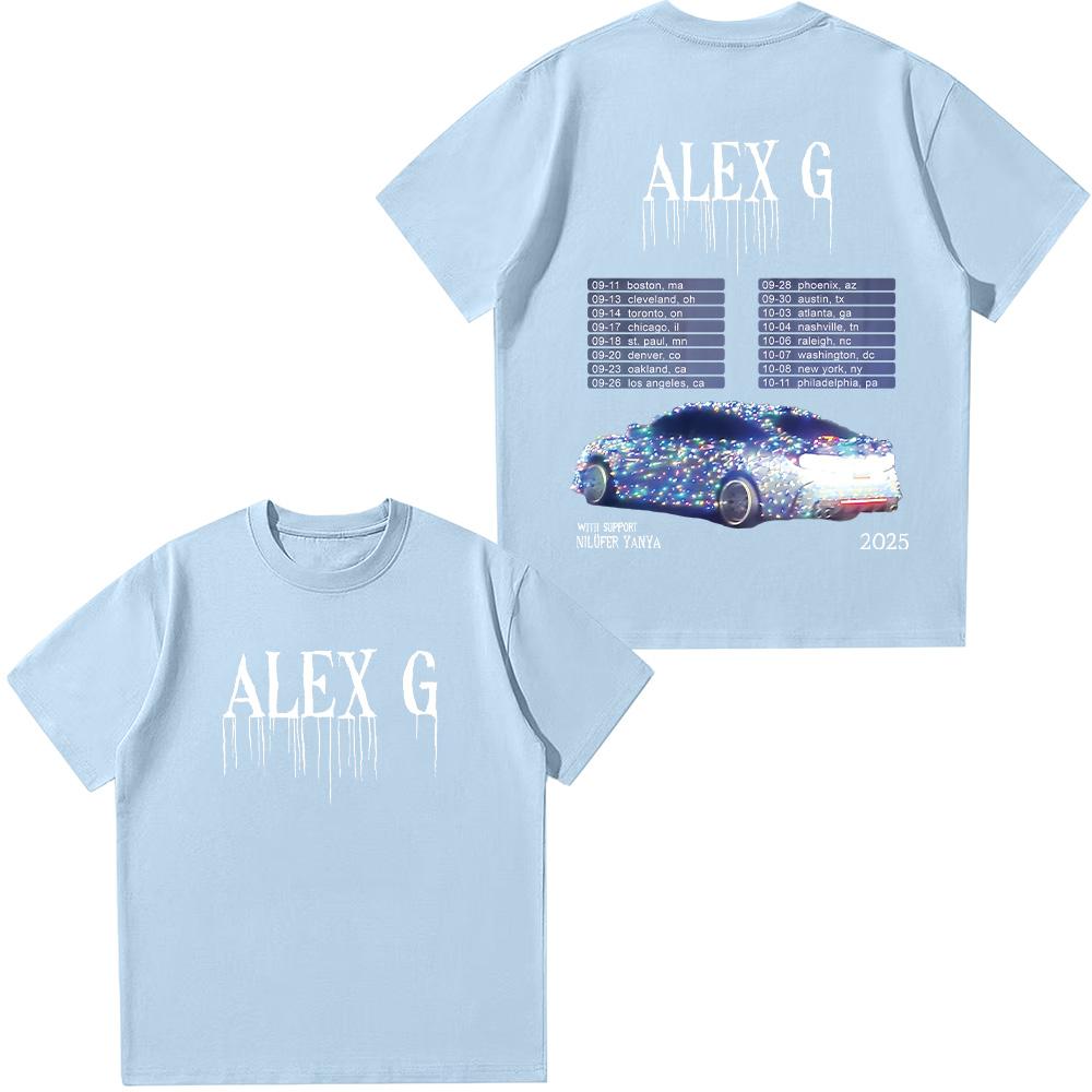 Alex G Artist Tour 2025 Футболки Красочные Модные Футболки с Графическим Принтом Летние Женские Повседневные Топы Унисекс Винтажные Хлопковые Футболки Y2K