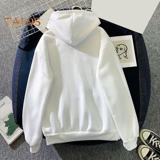 Осень-зима унисекс толстовка с капюшоном затягивающийся эластичный манжет с принтом шипов плотный флис накладной карман свободный длинный рукав свитер теплый топ