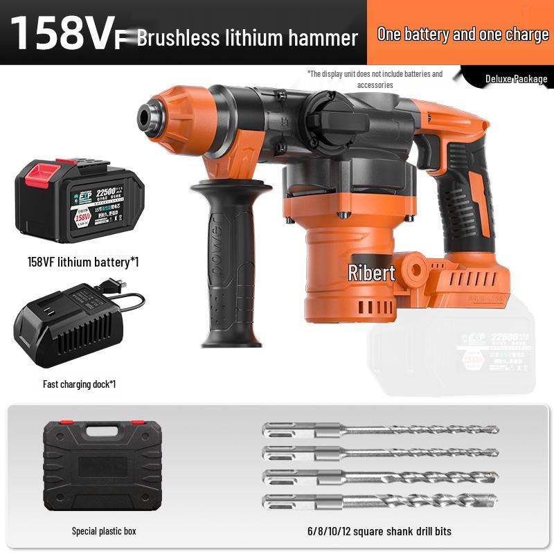 Burkert Cordless Rotary Hammer Drill, Lithium-ion, Heavy-Duty Electric Demolition Hammer for Concrete, Dual-Use with Square Shank.