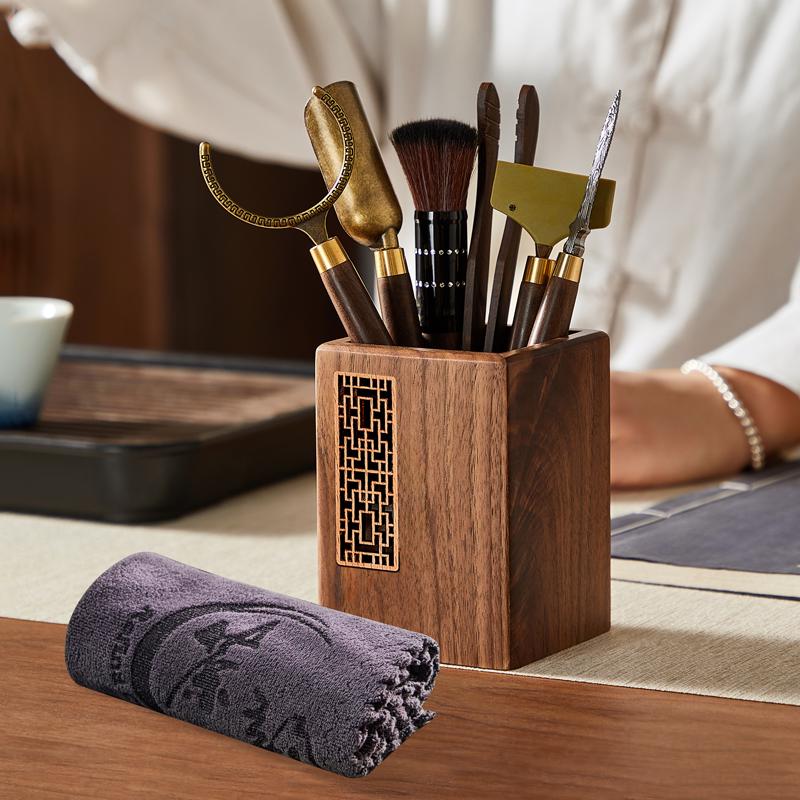 Набор для кунг-фу чая из массива дерева: Аксессуары для чайной церемонии и хранение