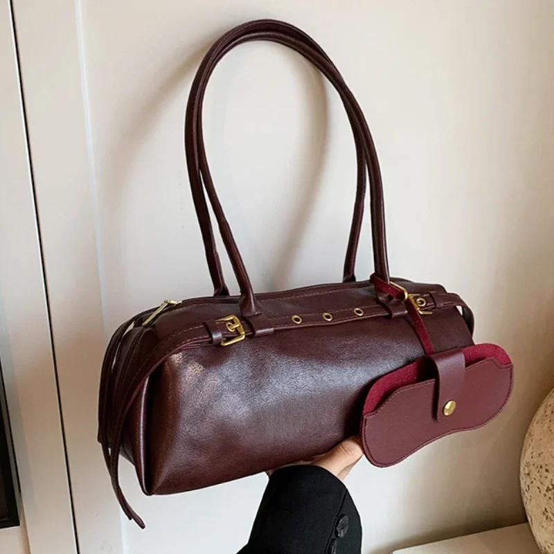 Buckle Decoration Fashion PU Shoulder Bag Solid Large Capacity All-match Handbags Purse   Bag for Women Bolsa Mujer