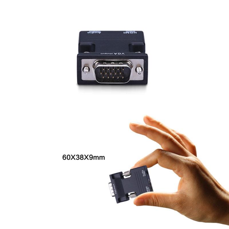 Компактный адаптер HDMI Female to VGA Male с поддержкой аудио, разрешение 1080P