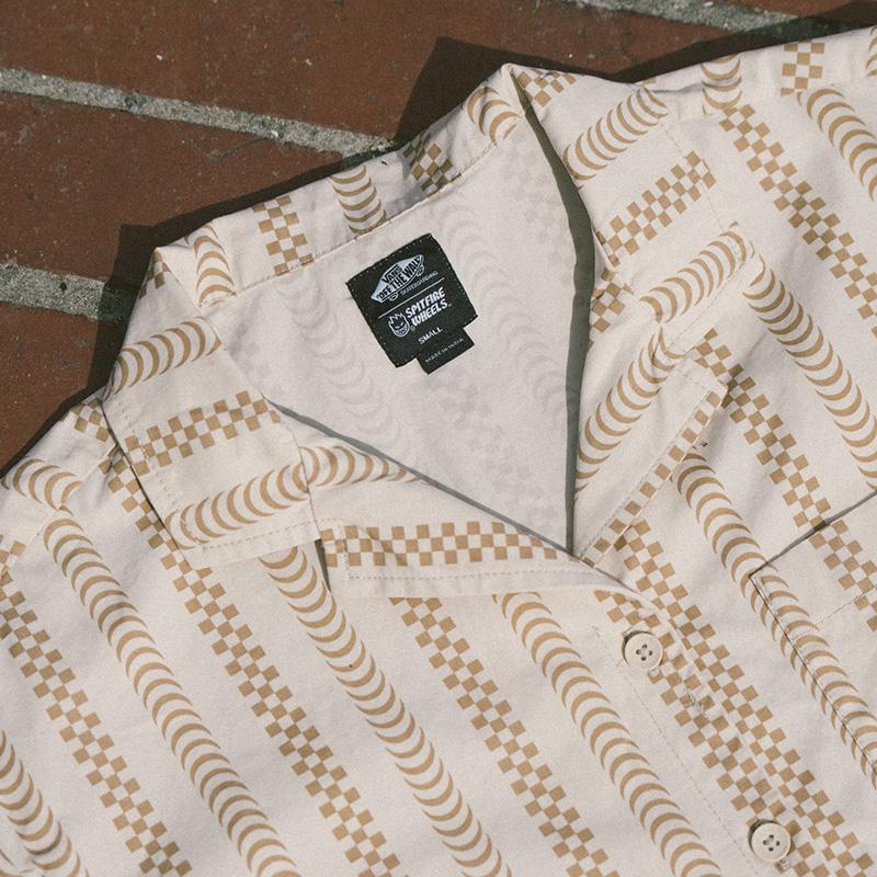 Vans X Spitfire Полосатая однобортная повседневная рубашка с коротким рукавом Женские рубашки Off-White VN000G3NDJR