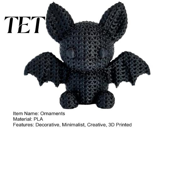 Handmade Style Bat Statue 3D Printed Figurine with Knitted Texture, Cartoon Halloween Decoration, Creative Birthday Gifts for Lovers Cute Animal Desk
