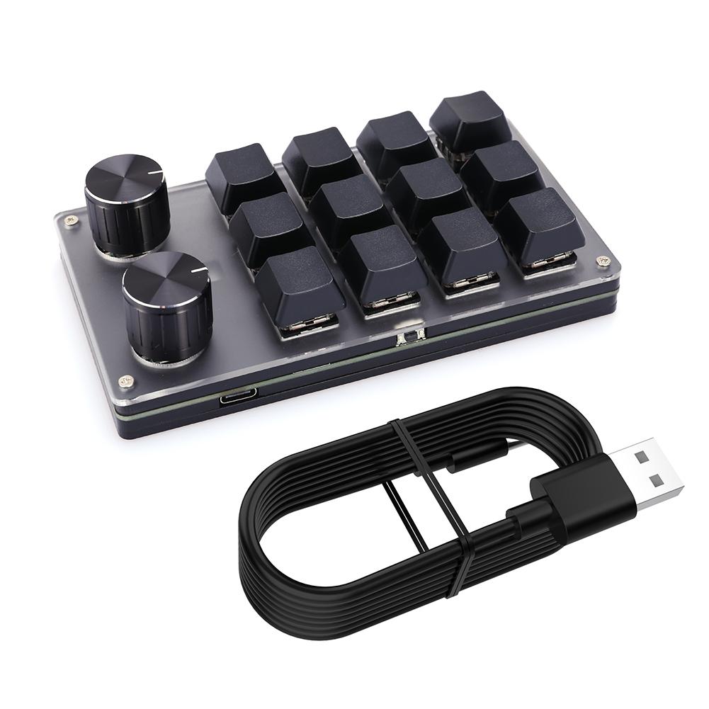 Bluetooth Беспроводная/USB 12 Клавиш 2 Поворотные Ручки Механическая Клавиатура Игровая Клавиатура Клавиши Быстрого Доступа Программируемая Клавиатура Клавиши Пользовательские Макросы 3-9 Клавиш