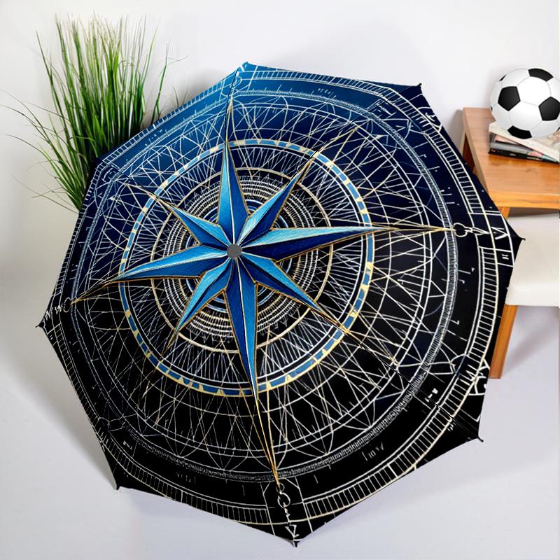 Navigational Compass Umbrella Automatic Open/close, Sturdy Iron Frame & 8-Rib Struct, Umbrella for Women & Men, Christmas Gifts